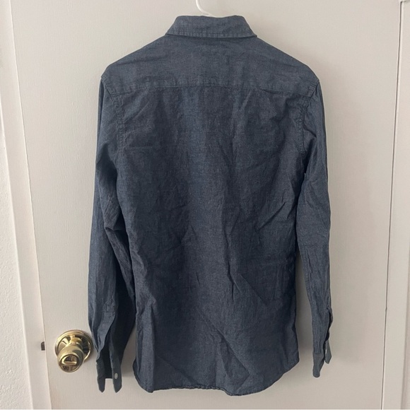 Wrangler Jeans Co. Red Denim Chambray Long Sleeve Button Down Snap Men’s Small - Picture 6 of 10